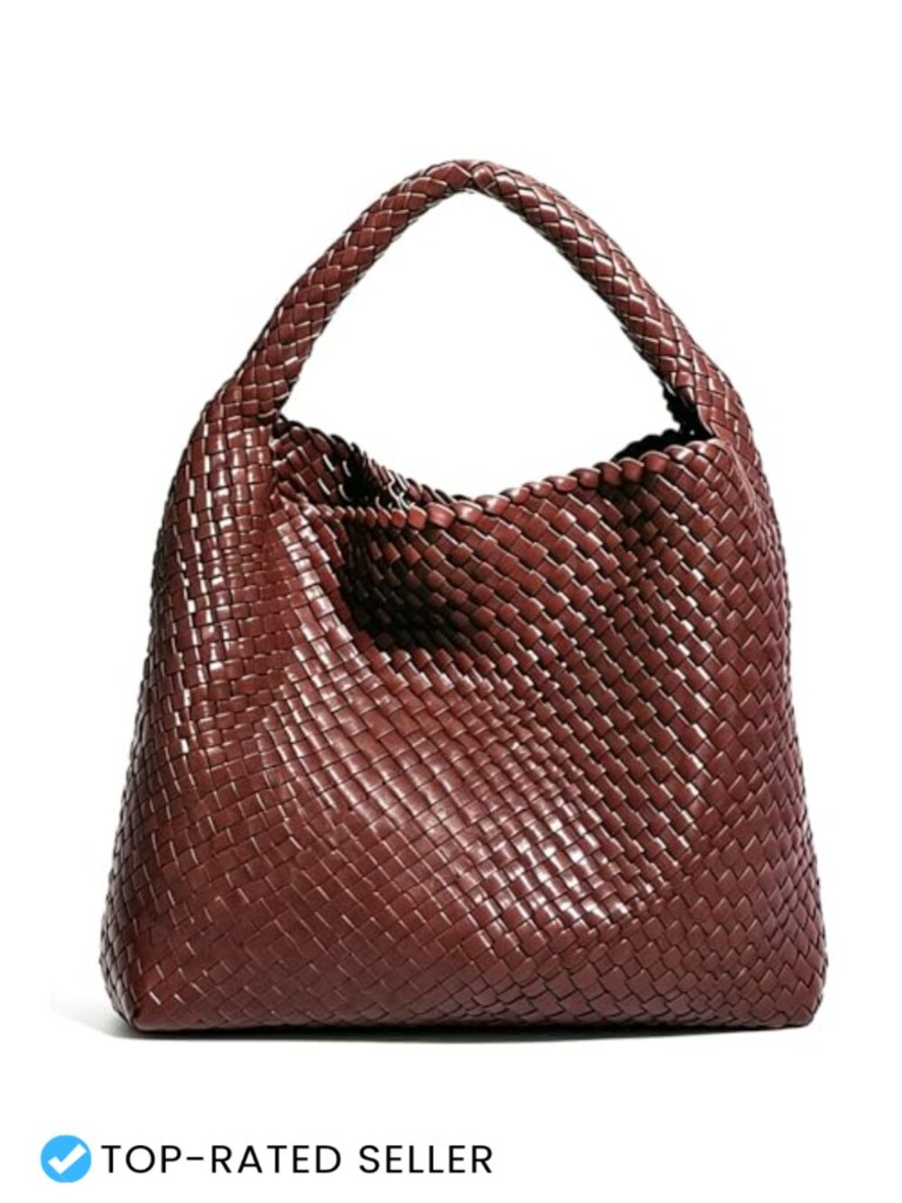 Hand Woven Faux Leather Tote Bag with Clutch, Large Hobo Shoulder Bag for Women
